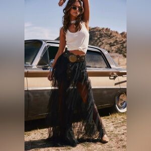 Rosalie Rock Black Tulle Maxi Skirt